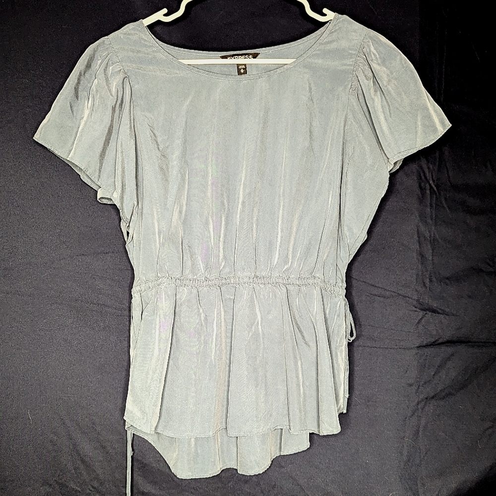Blue silky blouse